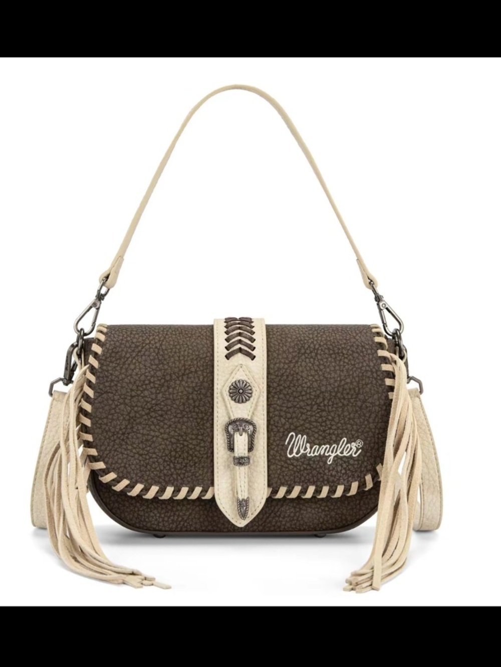 Wrangler Brown and Cream Western Fringe Shoulder Bag